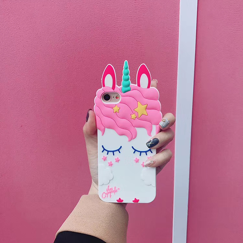 3D Cartoon Unicorn Soft Silicone Case for iPhone