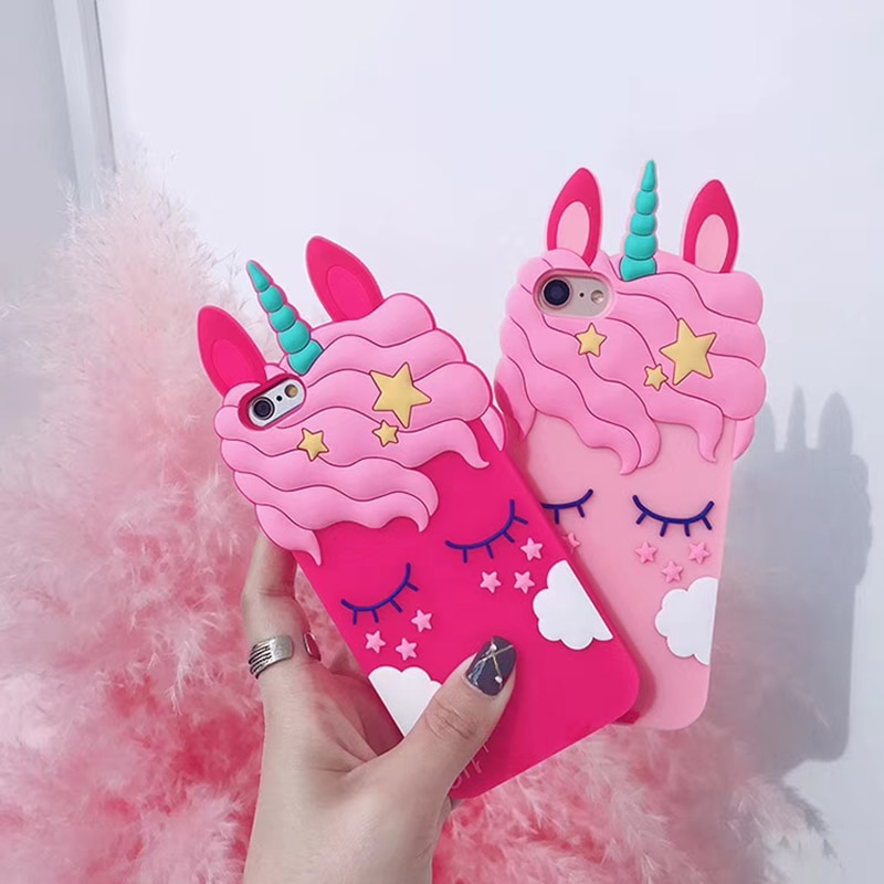 3D Cartoon Unicorn Soft Silicone Case for iPhone