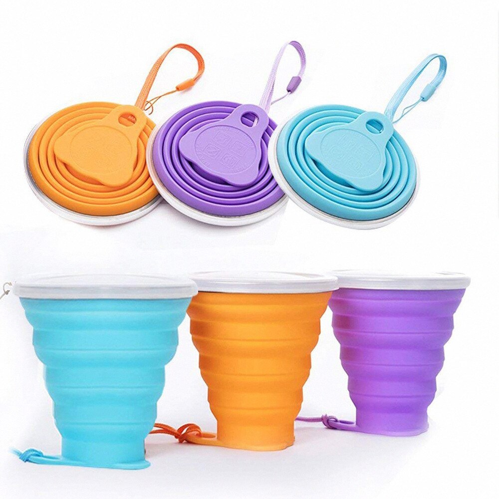 Colorful Folding Silicone Cup with Strap