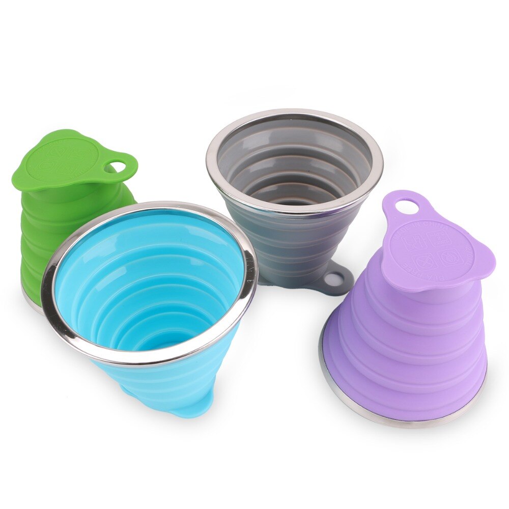 Colorful Folding Silicone Cup with Strap